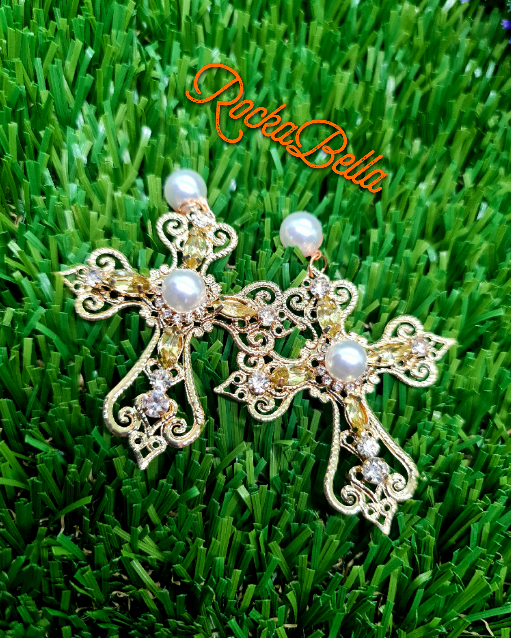 ORNATE CROSS EARRINGS Rock x Lola